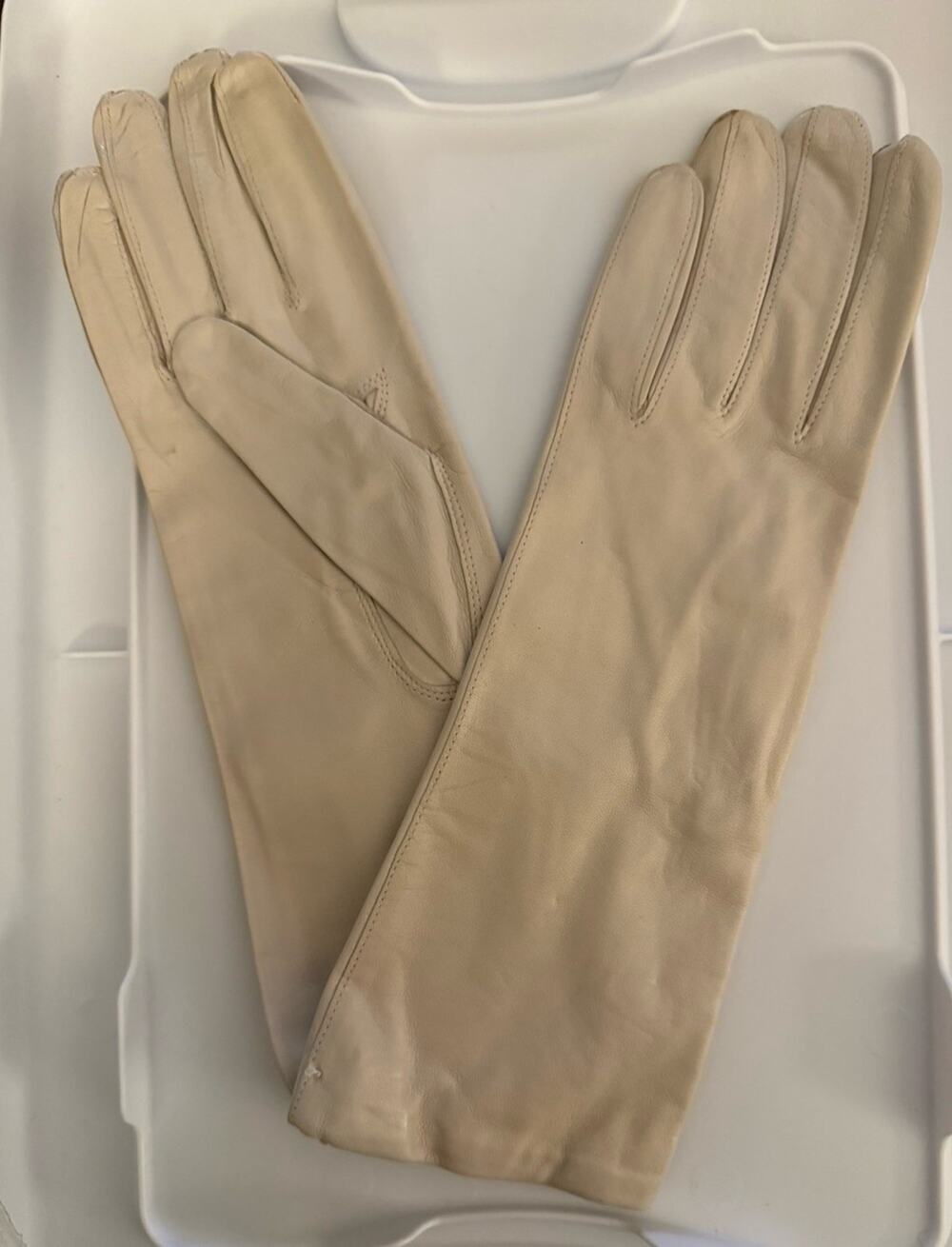 VTG made In Italy Leather Gloves Cream White 7